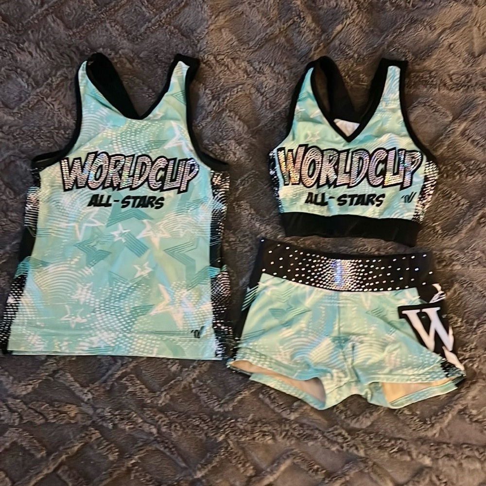 World Cup practice wear tank and shorts youth large sports bra is adult xs